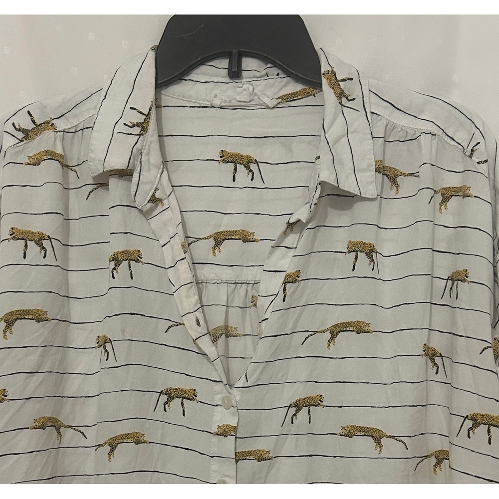 Jane Delancey Leopard Stripe Button Down Shirt - Picture 1 of 4